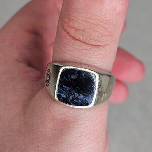 925 Sterling Silver David Yurman Pietersite Exotic Stone Signet Band Ring 10.5